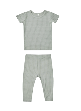 Quincy Mae - Grid Bamboo Short Sleeve Pajama Set