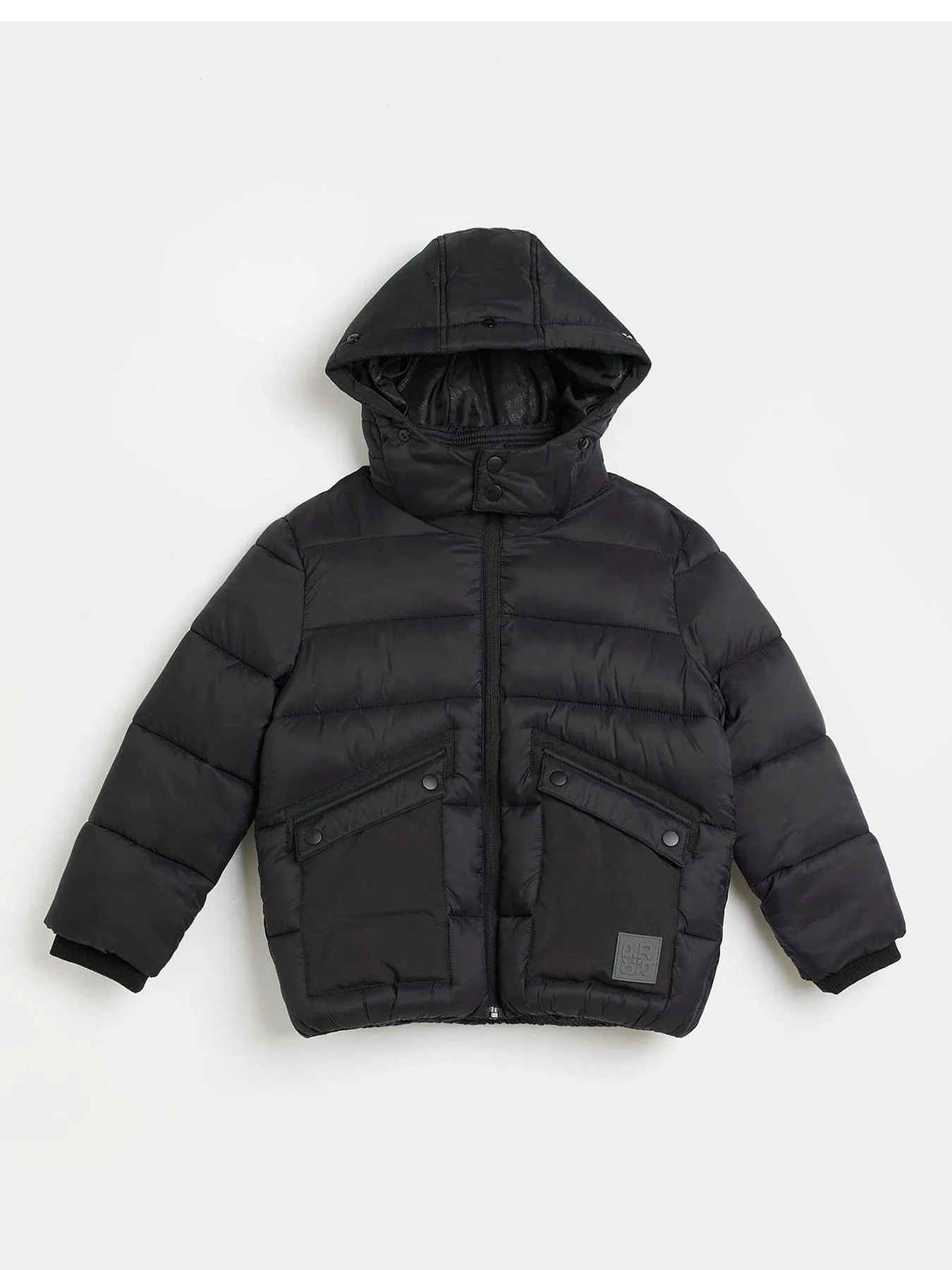 River Island Boys Padded Hooded Coat-Black