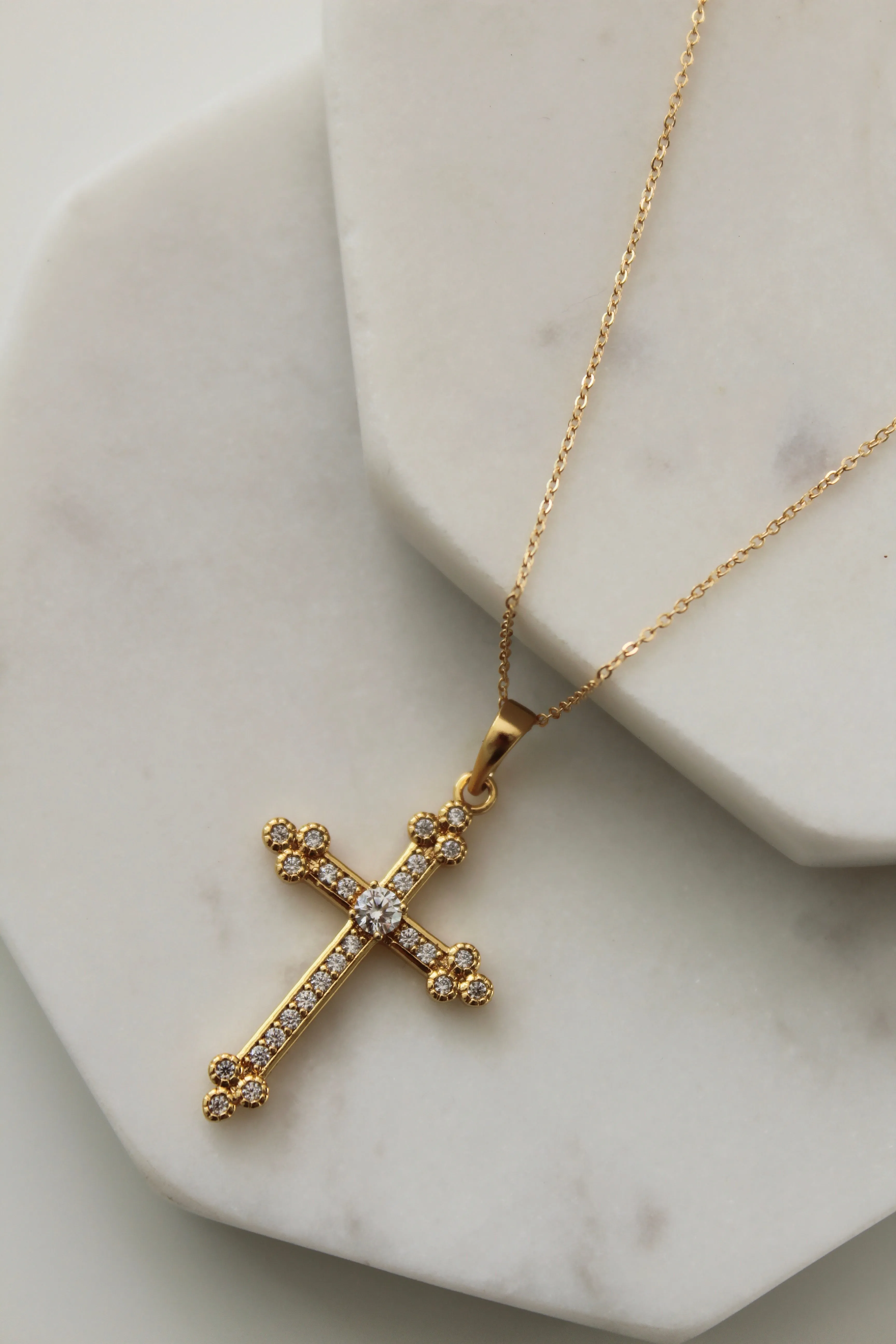 Royale CZ Cross Necklace