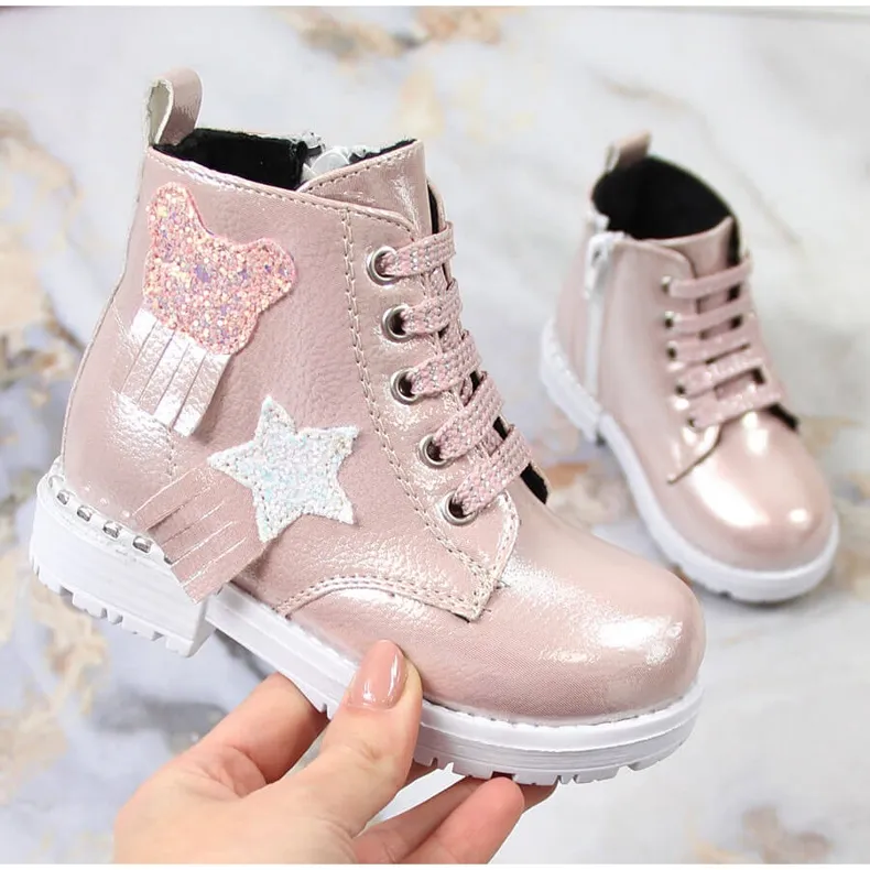 Shiny pink insulated boots for girls Potocki