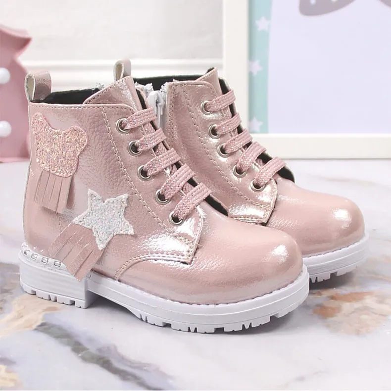 Shiny pink insulated boots for girls Potocki