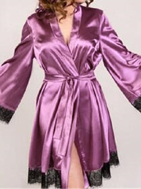 Sleek Silver and Black Satin Pajamas Set with V Wire Long Sleeve