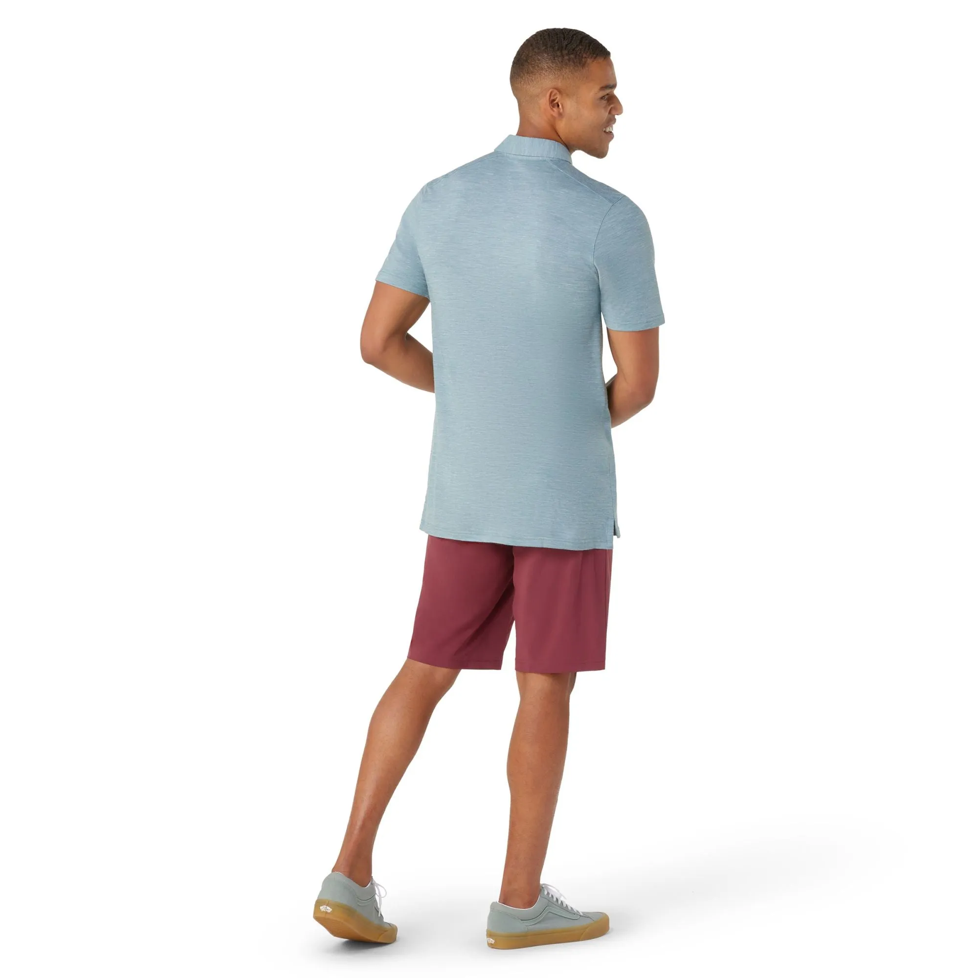 Smartwool Men's Merino Hemp Blend Short Sleeve Polo In Lead Heather