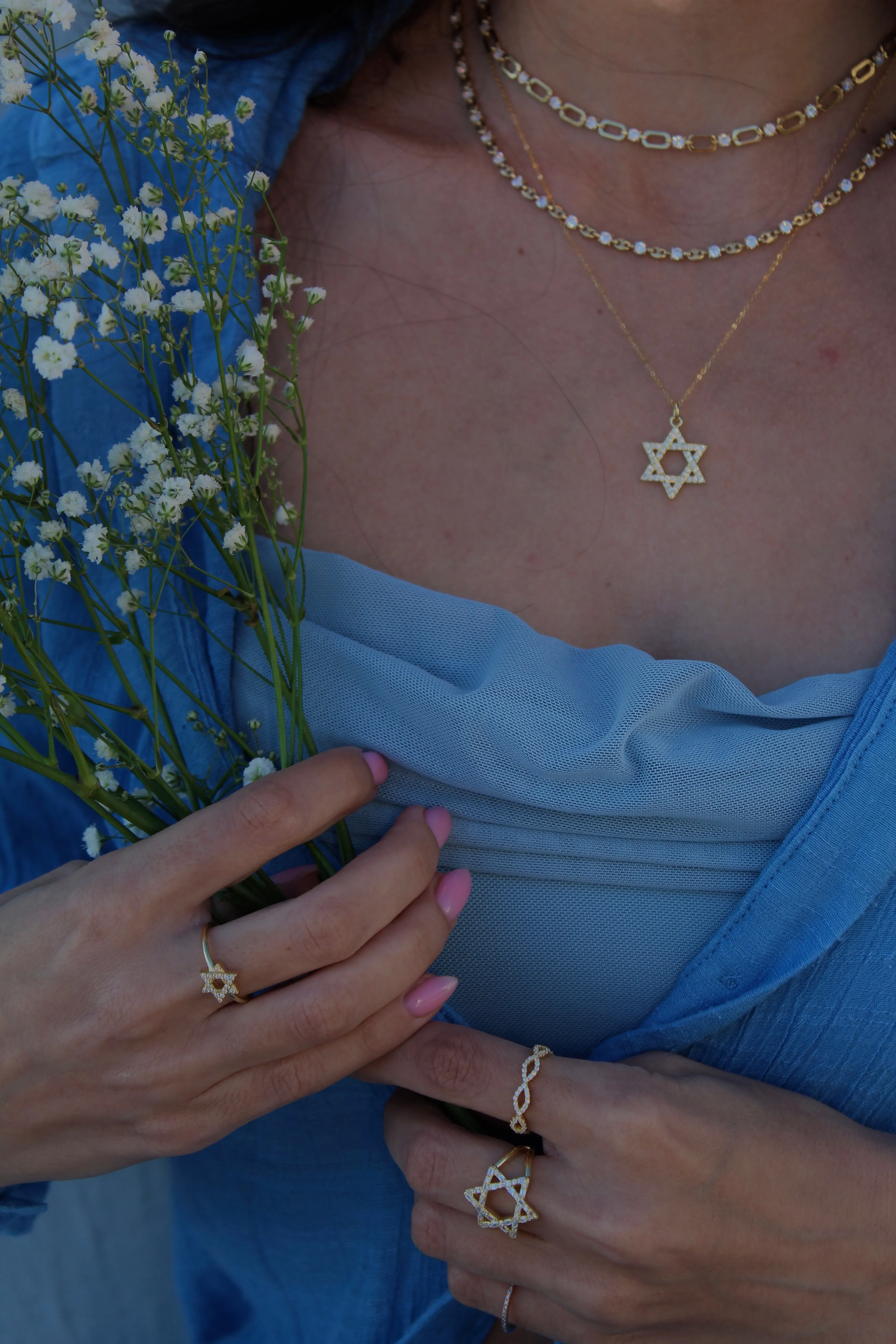 Star of David Stone Necklace