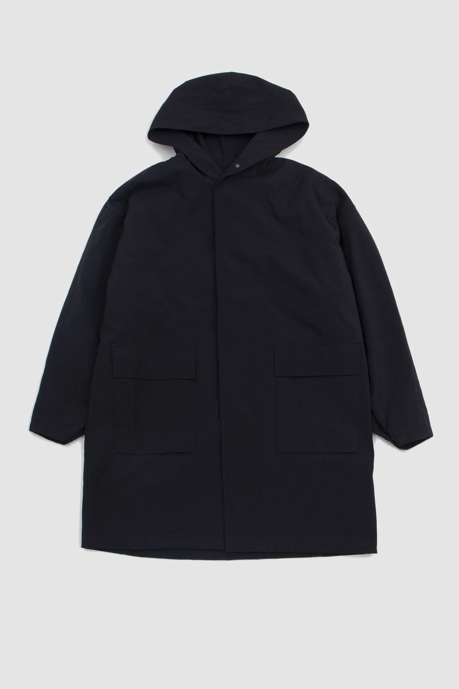 Still By Hand Nylon Ox Hooded Coat Black