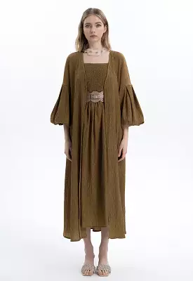 Textured Front Open Kimono