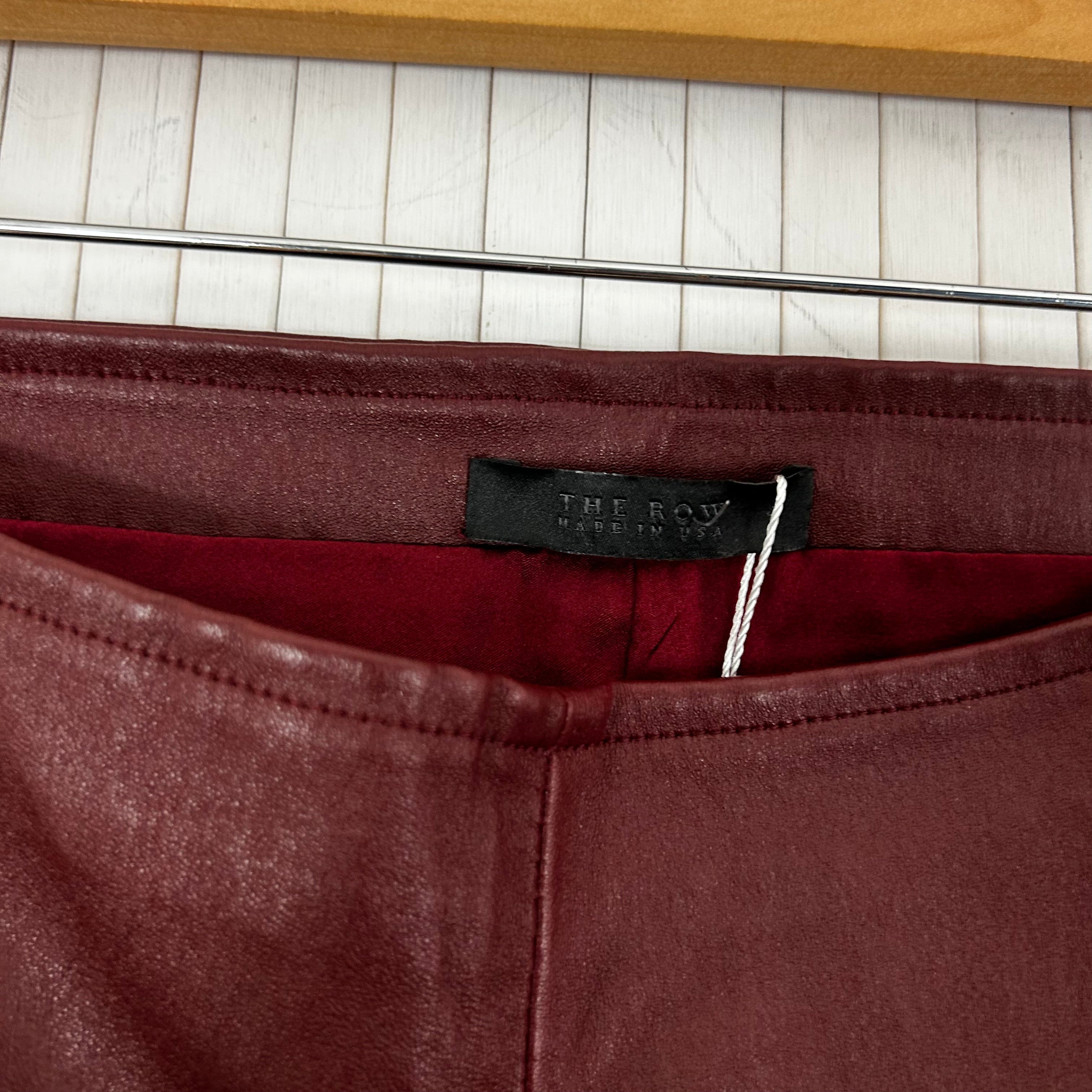 The Row 1800 Burgundy Lambskin Silk-Lined Leggings XS