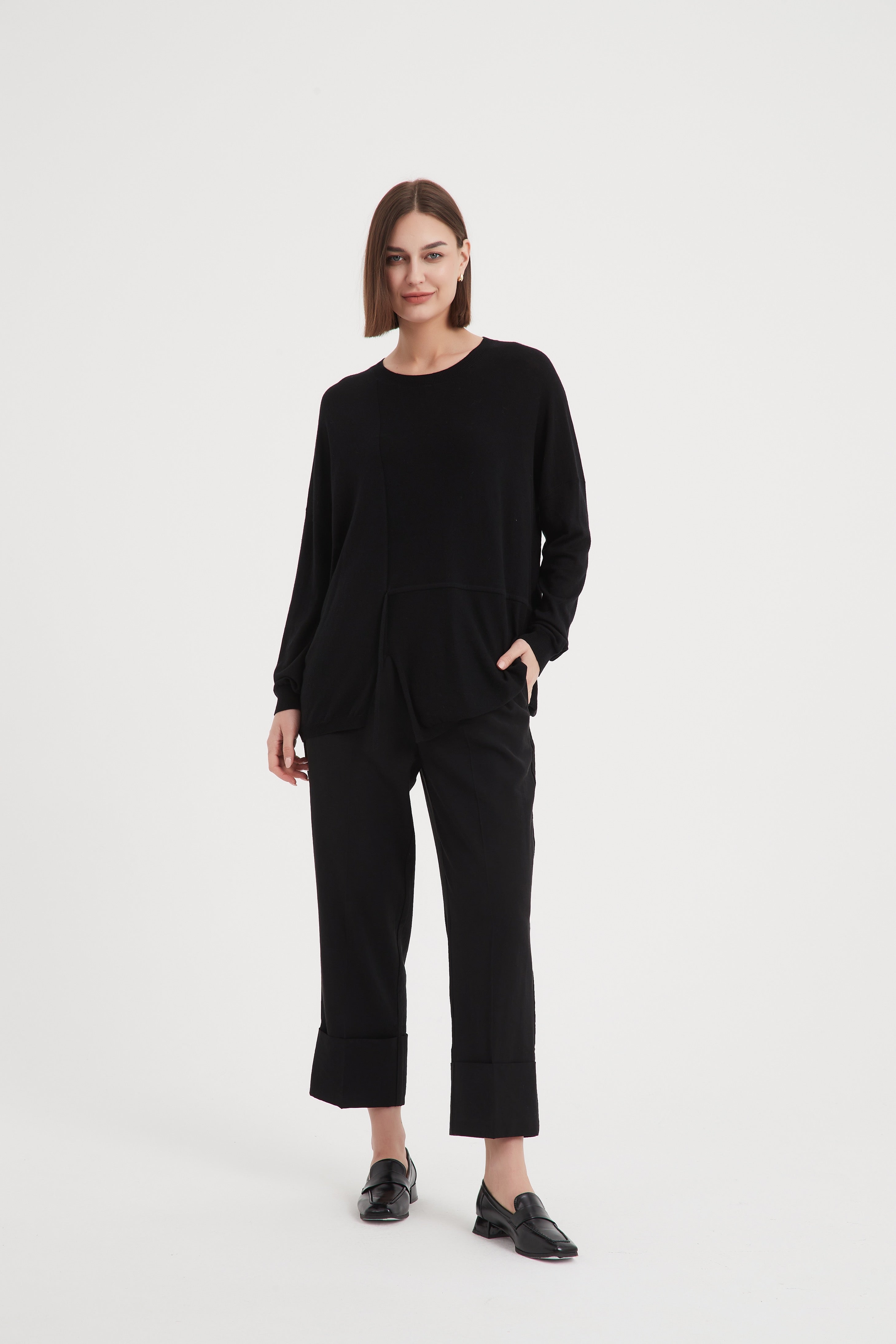 Tirelli - Split Detail Knit Top - Black