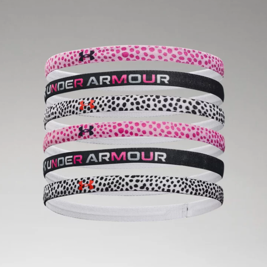 Under Armour Pink Sugar/Black 6pk Headbands