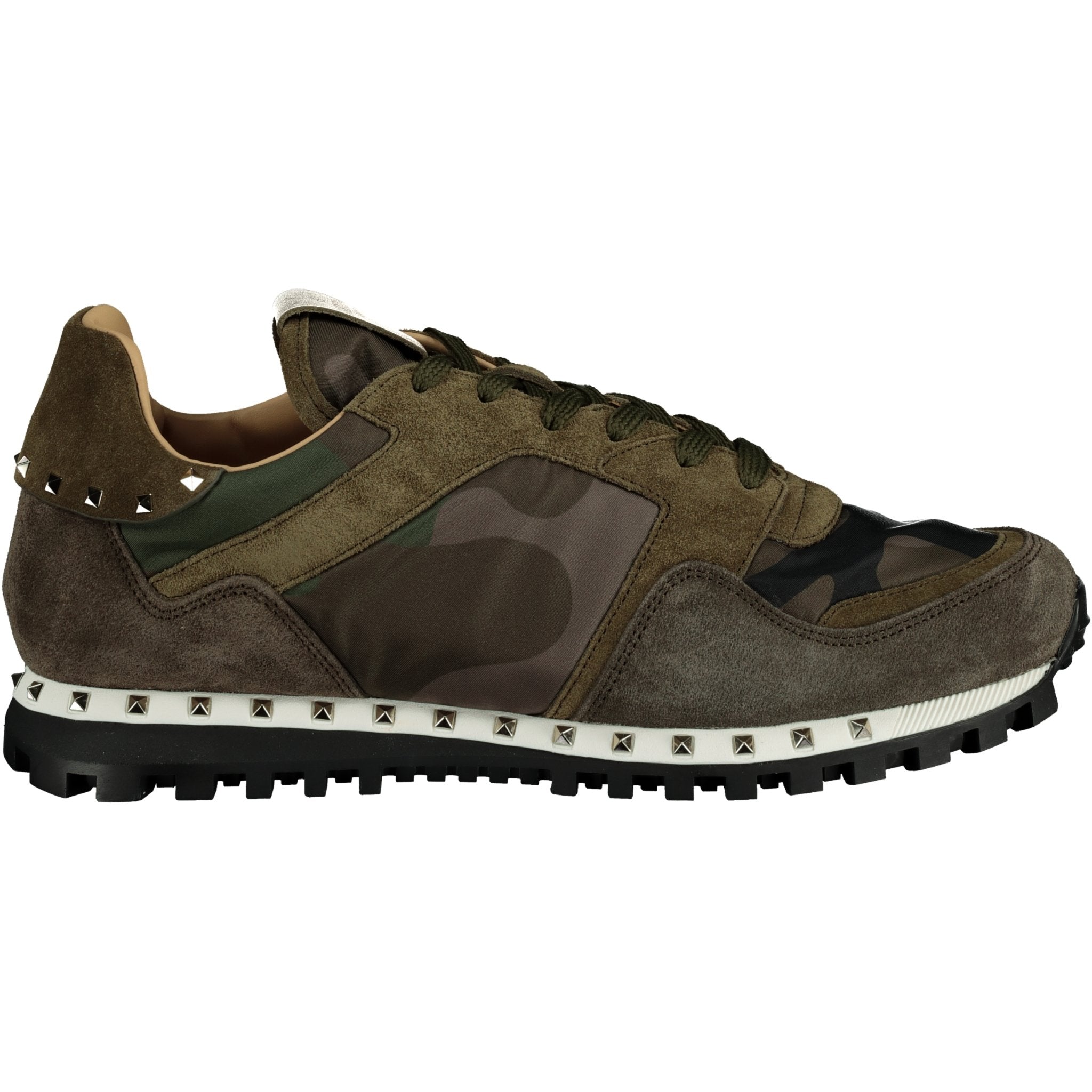 VALENTINO  CAMO ROCKSTUD TRAINERS KHAKI & BLACK