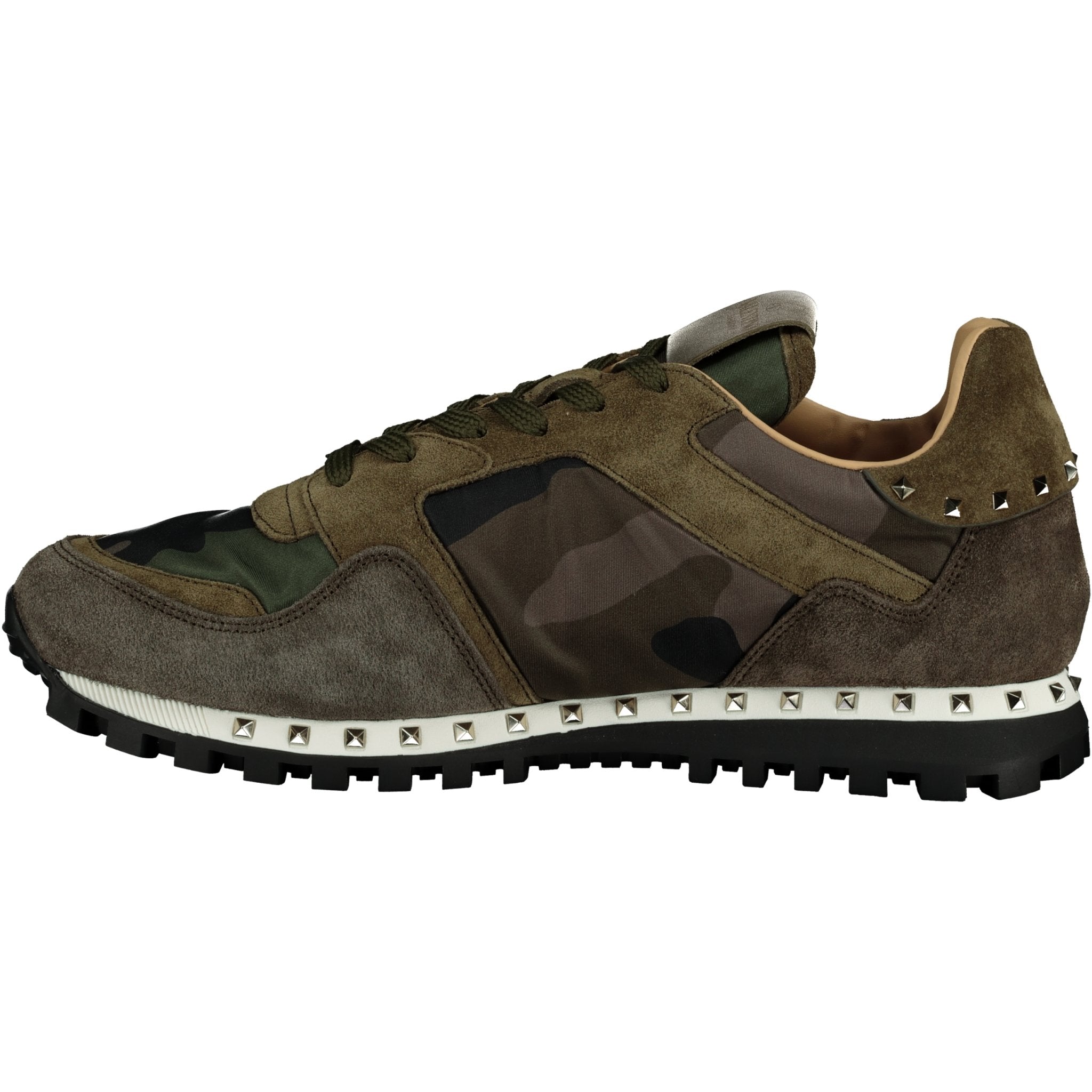 VALENTINO  CAMO ROCKSTUD TRAINERS KHAKI & BLACK