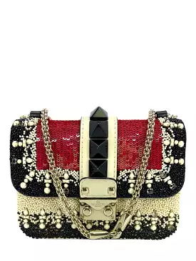 VALENTINO Mini Glam Lock Rockstud Beaded Flap Bag