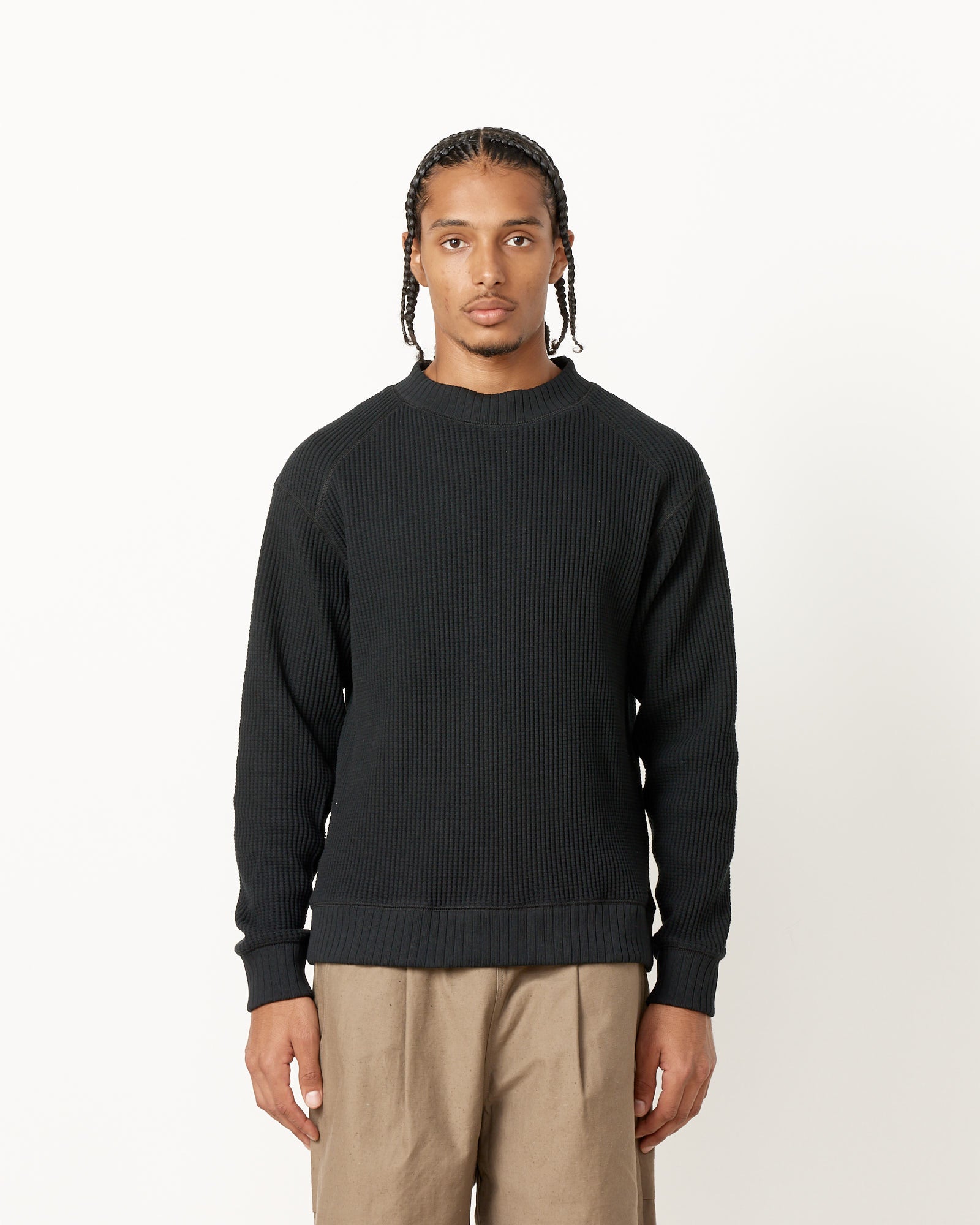 Waffle Midneck in Black