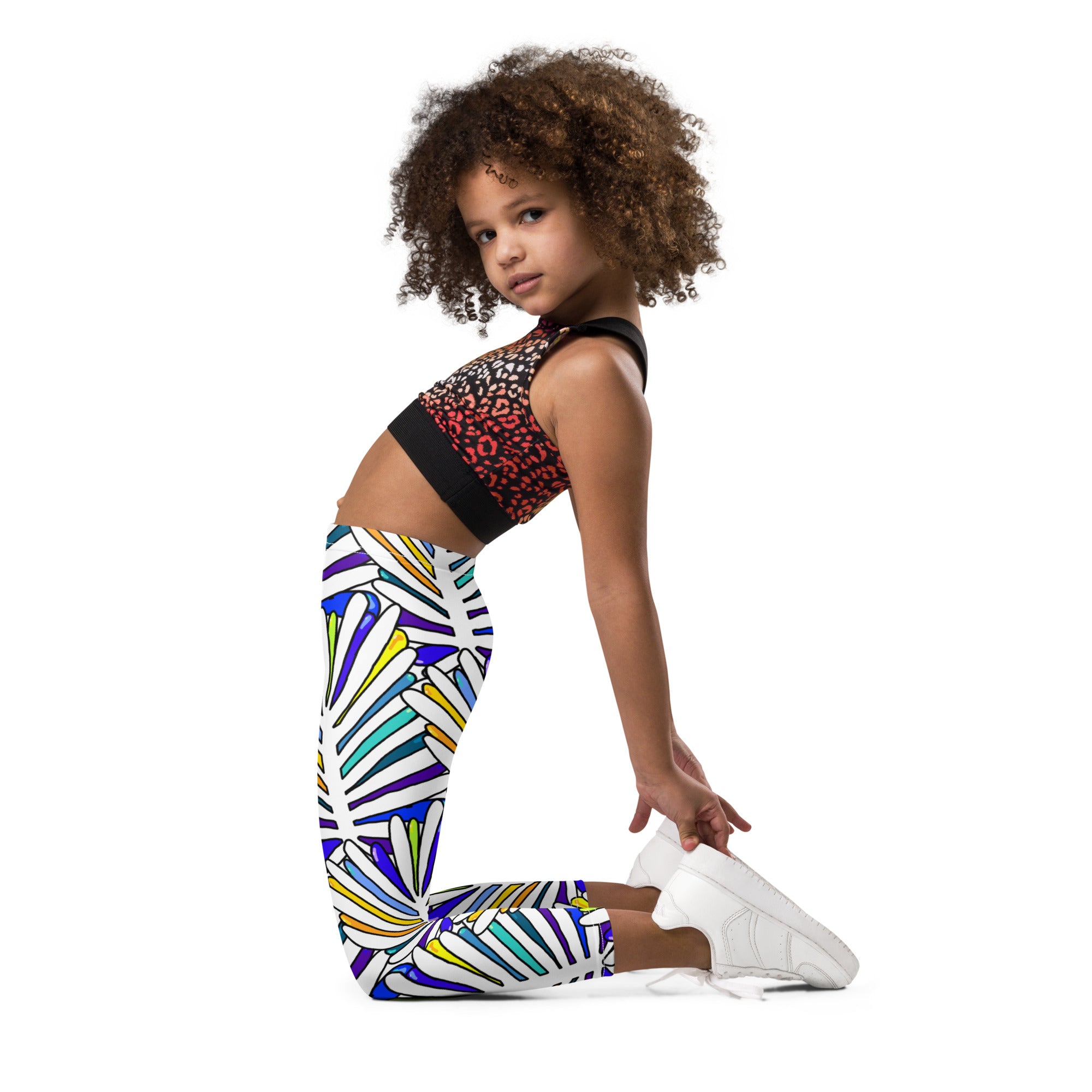 White Leaf All-Over Kid's Leggings