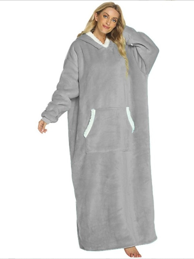 Women's Cozy Fleece Hooded Blanket Pajama Loungewear - Luxurious Cotton Comfort