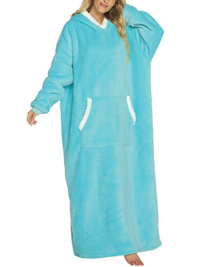 Women's Cozy Fleece Hooded Blanket Pajama Loungewear - Luxurious Cotton Comfort