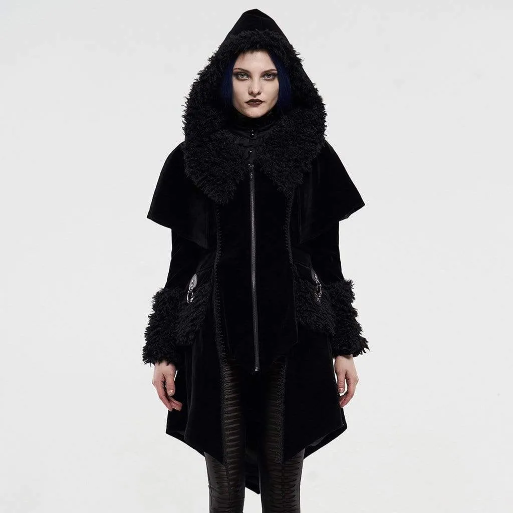 Women's Gothic Fake Two Pieces Hooded Cloak Coats