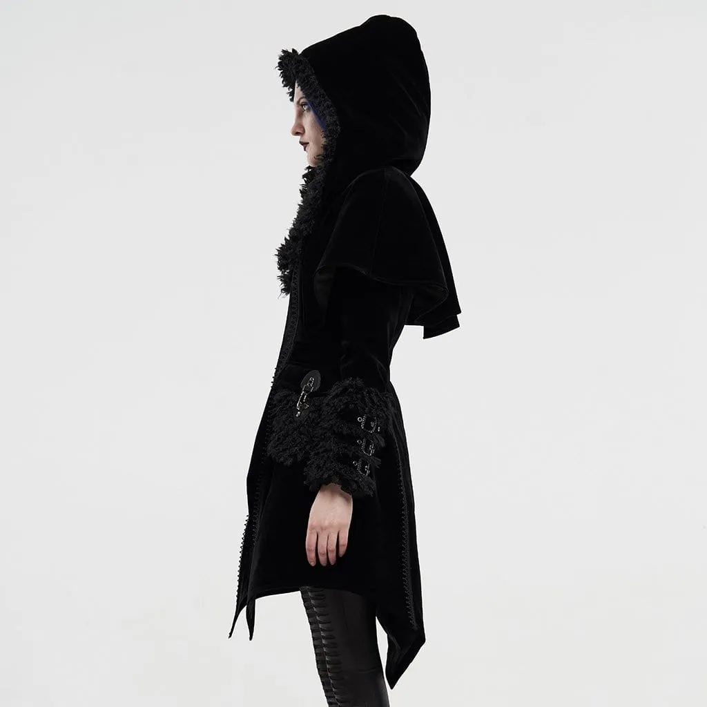 Women's Gothic Fake Two Pieces Hooded Cloak Coats