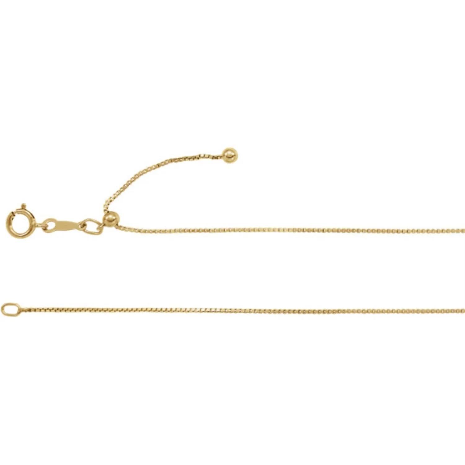 Yellow Gold Filled Box Link Chain Necklace | Adjustable 22 Inch Length | .85mm Thick