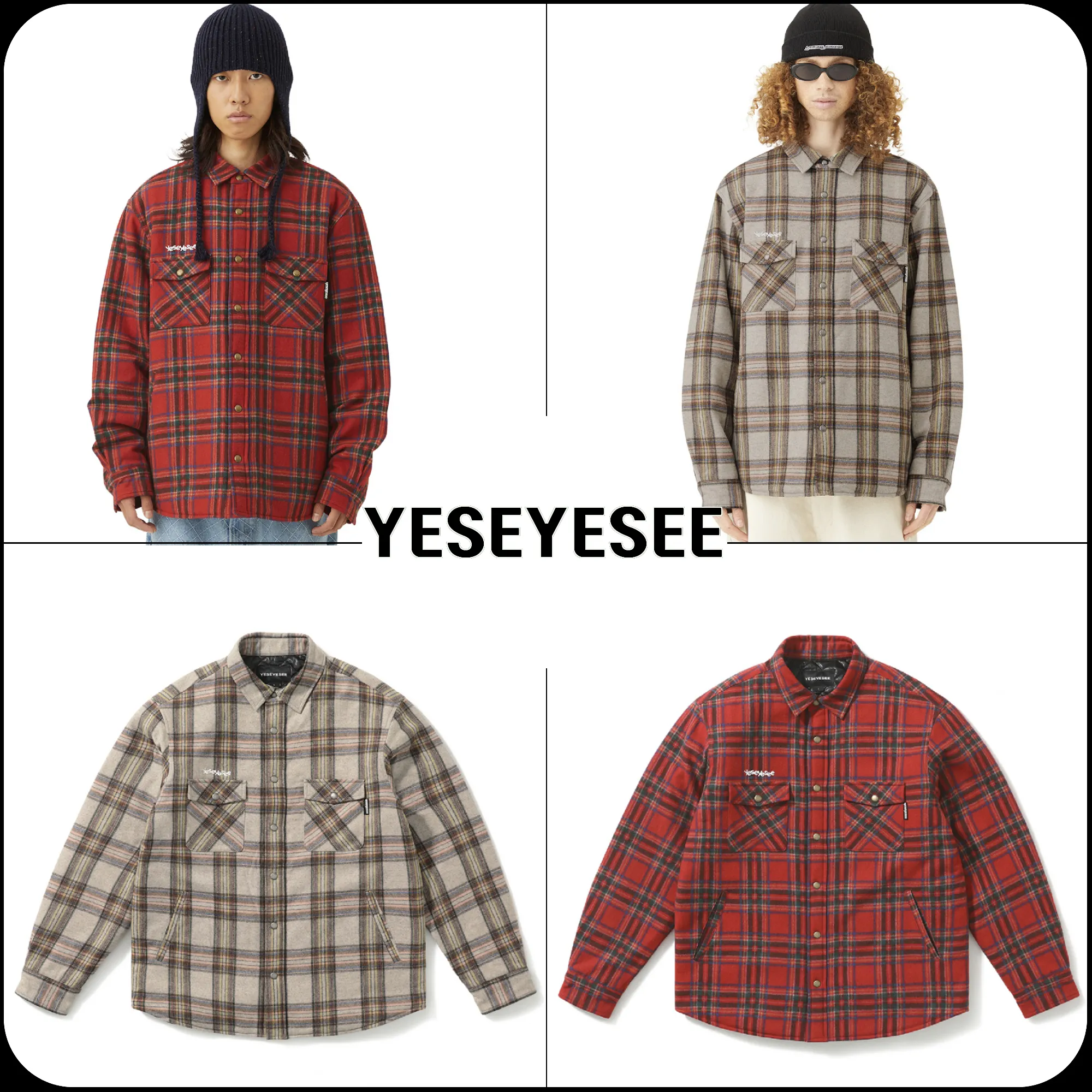 YESEYESEE  |[YESEYESEE] ★ Plaid Quilted Wool Shirts